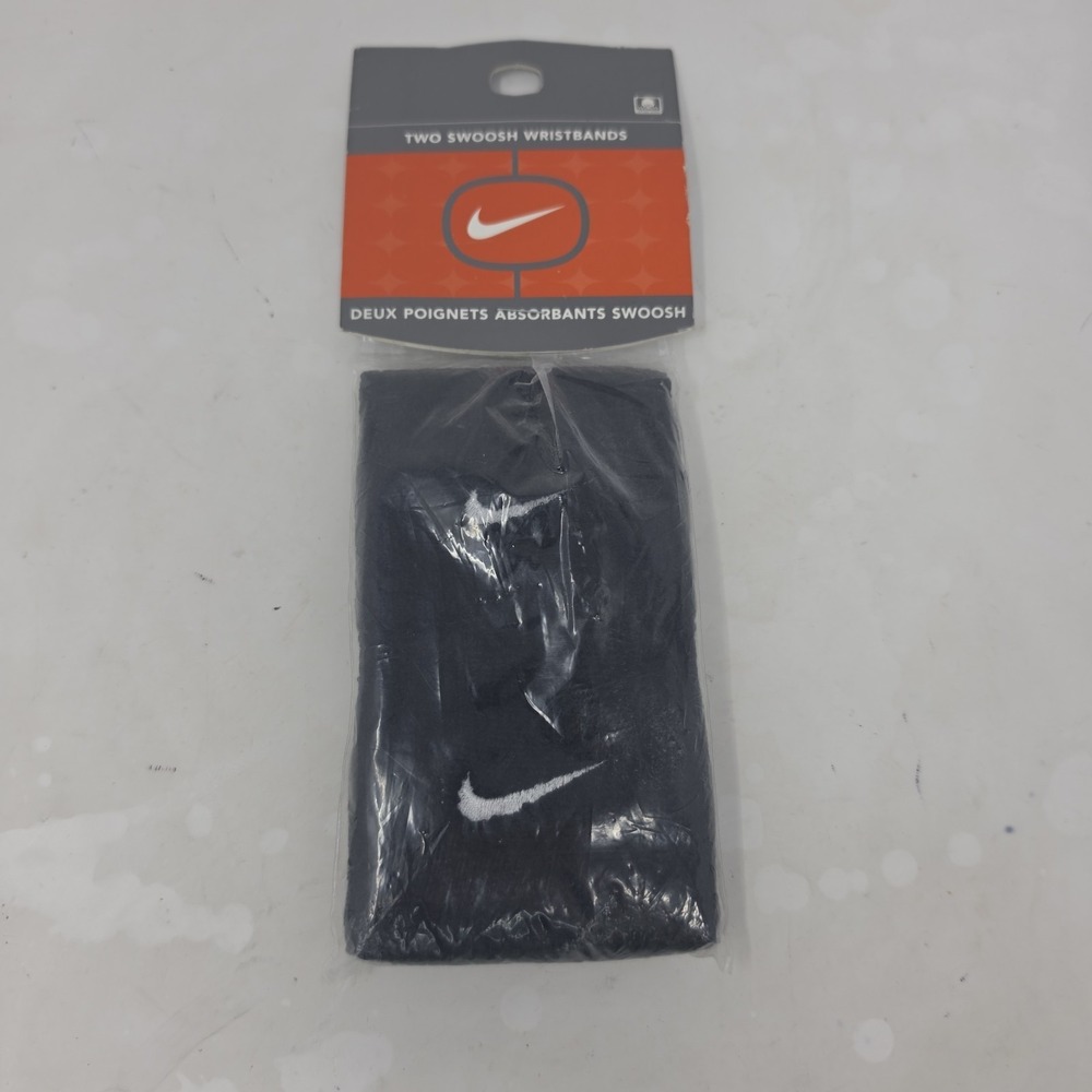 VINTAGE Sealed Nike Black White Swoosh Logo 2 Pack Sport Wristbands Taiwan 90s D
